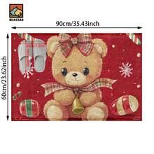 1 covoraș antiderapant pentru baie cu model de ursuleți de Crăciun, fabricat din cașmir artificial cu decorațiuni de pluș, potrivit pentru băi, uși, bucătării și alte ocazii. Poate fi spălat la mașină, este un decor festiv și poate fi oferit cadou. - Multicolor - Vizualizare 14