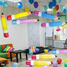 10pcs Giant Inflatable Pencils - Multicolor Combination, Large Blow-Up Crayon Decorations For Back To School, Graduation Party Supplies & Photo Props, Durable Plastic Beach Party Decor, Inflatable Decorations For Halloween, Christmas Event & Party Supplies - Multicolor - View 6