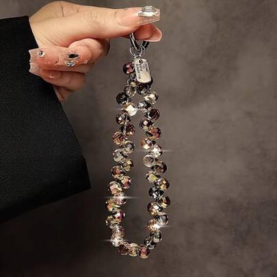 Luxurious High-End Crystal Bead Hand Chain Wrist Short Strap With Clip Phone Case Keychain Bag Pendant