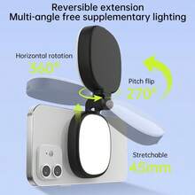 Magnetic Selfie Light With Mirror, Foldable & Pocket-Sized, Adjustable LED Fill Light For Video Recording/Live Streaming/Makeup/Vlogging - Multicolor - View 5
