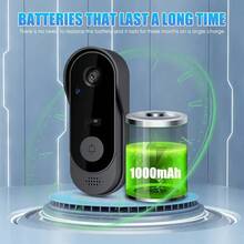 1 pieza Cámara de timbre inalámbrica inteligente, video HD 1080P, audio bidireccional, alarma de detección de movimiento, visión nocturna, almacenamiento en tarjeta SD, instalación autoadhesiva, conectividad, cámara de /interior recargable, monitoreo remoto, compatible con smartphones/tabletas, configuración fácil, intercomunicador de voz, batería de litio, cámara de vigilancia doméstica de alta definición