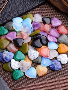 1/8/10/15/20/50/100pcs Random Heart-Shaped Crystal Stones, Natural Polished Heart Gemstones, Rose Quartz & Amethyst Crystal Set, Bulk Wholesale Healing Energy Balance Meditation Gift - Multicolor - View 4