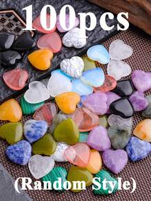 1/8/10/15/20/50/100pcs Random Heart-Shaped Crystal Stones, Natural Polished Heart Gemstones, Rose Quartz & Amethyst Crystal Set, Bulk Wholesale Healing Energy Balance Meditation Gift - Multicolor - View 10