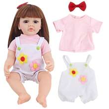 MSYO 1 Set de 55cm Ropa de Muñeca, Conjunto de Moda para Muñeca, 4 Estilos Disponibles, Moño de Muñeca + Pantalones Babero de Muñeca + Manga Corta de Muñeca, Set de 3 piezas, Adecuado como Regalo de Cumpleaños o Regalo Festivo para Niñas Pequeñas - Multicolor - Ver 15