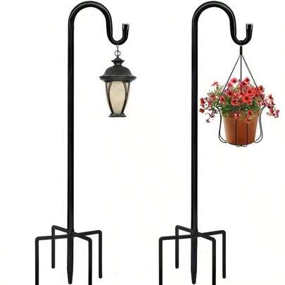 1pc Shepherd's Hook, 3-Prong/5-Prong Adjustable Rust-Resistant Shepherd's Hook, Suitable For Outdoor, Yard, Garden Stands, Flower Baskets, Bird Nest Stands, Wedding Party Flower Basket Stands, Not Suitable For Hard Ground, Need To Be Inserted Into Soil (Not For Heavy Hanging Items)