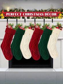 18 Zoll Weihnachtsstrümpfe, kabelgestrickte Großformat Strümpfe mit Haken, rot, elfenbein, grün, Weihnachts-Feiertagsdekoration, für Familien-Weihnachtsfeier, Weihnachtsgeschenke, Kamin-Dekoration Weihnachtsdekorationen Winterraumdekoration Weihnachtsdekorationen Zuhause Weihnachtsgeschenke Weihnachtsdekorationen - Verschiedenfarbig - Übersicht 7