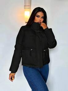 Women Winter Coats - Black - View 5
