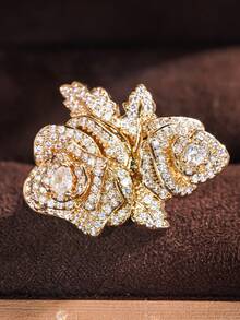 1 PC Luxury Flower Cubic Zirconia Ring For Women For Wedding Engagement Anniversary Party Jewelry Valentine's Day Gift