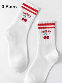 1/3/5/10 pares de calcetines deportivos de media caña con diseño de cerezas para mujer, hombre y unisex, parejas, regalos de primavera, verano y vacaciones