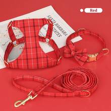 1 Set Adjustable Bow Plaid Dog Harness & Leash Set, Pet Leash & Chest Strap, Cute Pet Supplies Dog Accessories - Multicolor - View 19