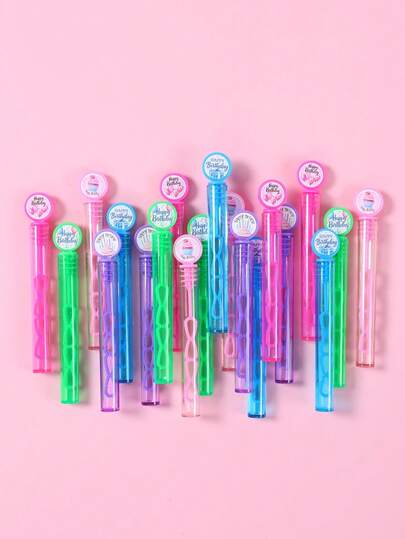 10/20pcs Happy Birthday Sticker Pattern Baby Party Bubble Wands, Happy Birthday Pattern 1st Birthday Party DIY Sticker Bubble Wands (Bubble Liquid Not Included), DIY Transparent Bubble Blower Wands Party Bubble Blower, Baby Shower Decorations, Happy Birthday Sticker Bubble Wands Suitable For Newborn Boy/Girl Party Decorations, Baby Shower Gifts, Birthday Gifts, Photography Props (Bubble Liquid Not Included)