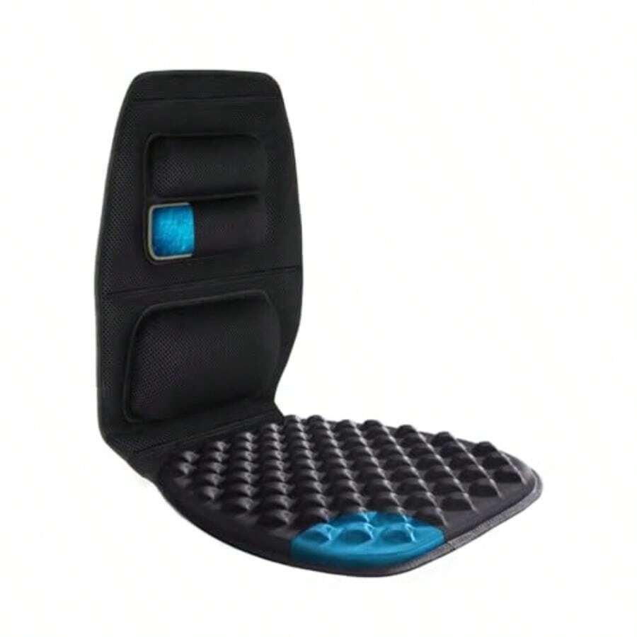Premium Gel Cushion And Firm Back Support Seat Cushion Pad And Upper Lower Thoracic And Lumbar Pillow For Car Office Chair Pressure Sore Coccyx Pain Relief Posture Aid Bubble Gel - 黑色 - 查看 1