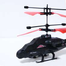 1 pieza Helicóptero de dron Mi-24 azul y negro controlado por control remoto, con sensor inteligente, recargable, aeronave de vuelo con LED para fiestas, durable, de larga duración, con cable de carga USB como regalo para niños - azul negro - Ver 4