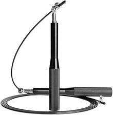 Saltar la Cuerda Entrenamiento Longitud Ajustable de Aluminio Antideslizante de Acero Inoxidable con Rodamientos de Bolas de Velocidad Rápida, Cuerdas para Saltar Fitness Speed Rope para Hombres y Mujeres Aptos para Ejercicio Aeróbico - Negro - Ver 12