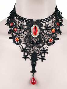 1 chiếc vòng cổ giả ren đen phong cách Gothic dành cho phụ nữ ngày lễ Halloween phù thủy ngày lễ tình nhân - Nhiều màu - Xem 2