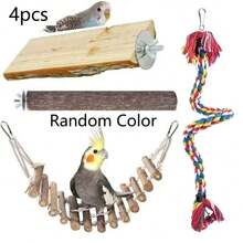 Parrot Toy Combo Set - Swing, Chew Training Toys, Includes Hammock, Bell, Perch, Ladder, Bird Cage Accessories (Random Color) - Multicolor - View 17