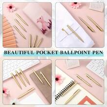 20 支迷你圆形圆珠笔，4 英寸短黑色墨水圆珠笔书写工具适用于笔记本、口袋、签名、笔记、学校、办公室 - 金色20件 - 查看 7