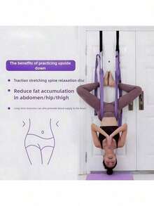 1pc  Dance Stretching Equipment - Yoga Strap, Backbend Training Yoga Stretching Rope With Door Anchor, Flexibility Trainer Stretching Equipment Assist Stretch Strap For Fitness Gymnastics Dance Aerial Yoga Ballet - Purple - View 5