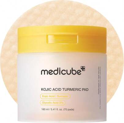 Medicube Kojic Acid Turmeric Clarifying Toner Pad For Troubled Skin & Use After Spot Care | Soothing & Calming With Kojic Acid, Turmeric, Niacinamide, And Glycolic Acid | Korean Skin Care, 70 Pads