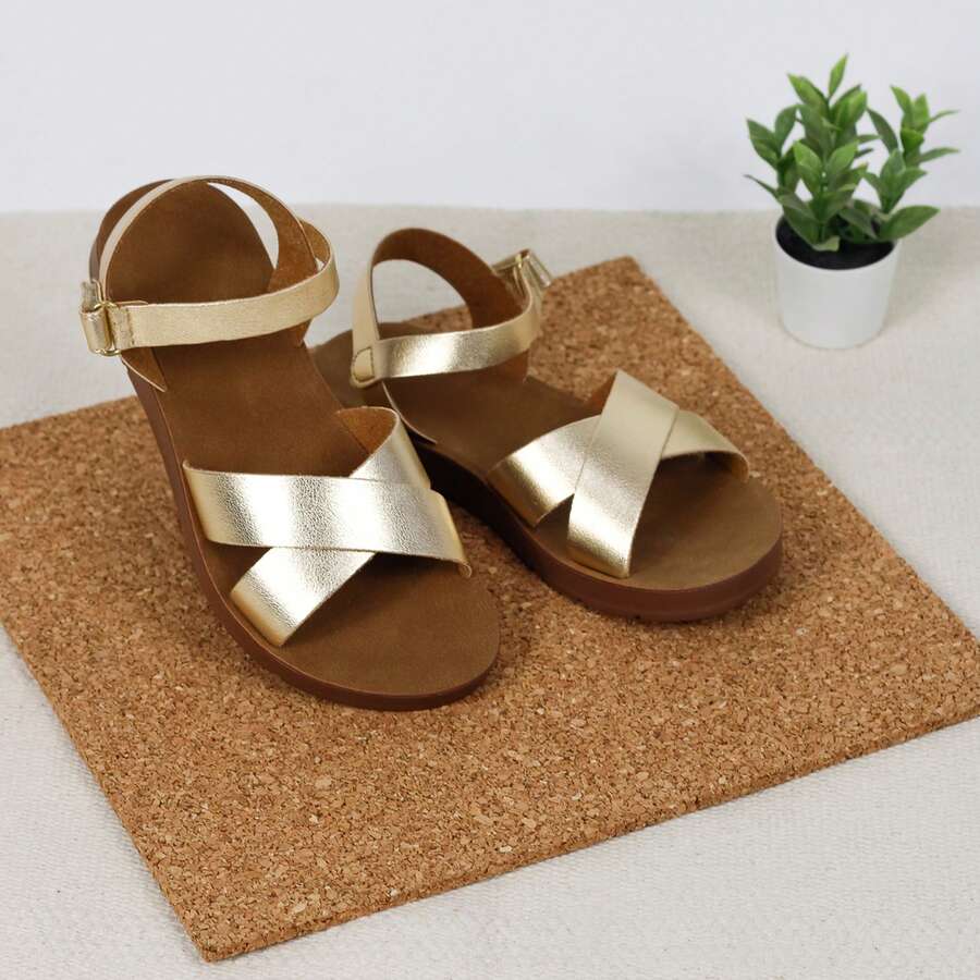 Sandalias Exterior Sintético Color Oro Para Niña - Dorado - Ver 1