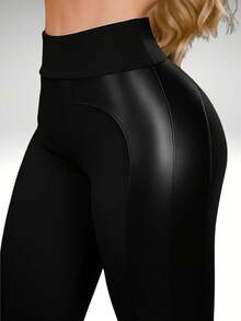 BUTT-LIFTING LEGGINGS, SUPER SHAPE-FUL RIDING - Plain Black Cirre - View 1