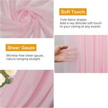 1pc Pink Sheer Backdrop 27*236 Inches, Wedding Arch Decor, Suitable For Engagement, Ceremony, Birthday Party, Bridal Shower, Outdoor Background, Party Decoration - Multicolor - View 7