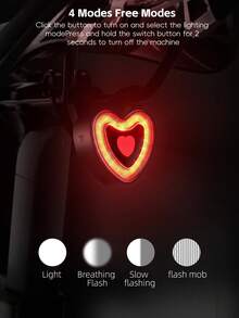 WEST BIKING Smart Bike Tail Light - Heart-Shaped Brake Tail Light Sensing Tail Light For Mountain/Road Bicycles | USB Rechargeable LED Safety Light | Night Riding Light