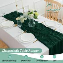 6/12Pack Emerald Green Cheesecloth Table Runner 17x108Inch Spring Easter Cheese Cloth Table Runner 9FT Boho Gauze Table Runners Rustic Sheer Table Runners For Wedding Bridal Party Decor - Màu xanh lá cây đậm - Xem 5