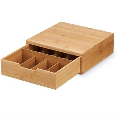 Caja de bambú para cápsulas de café, cajón para cafeteras (30 x 30 cm) para guardar en casa