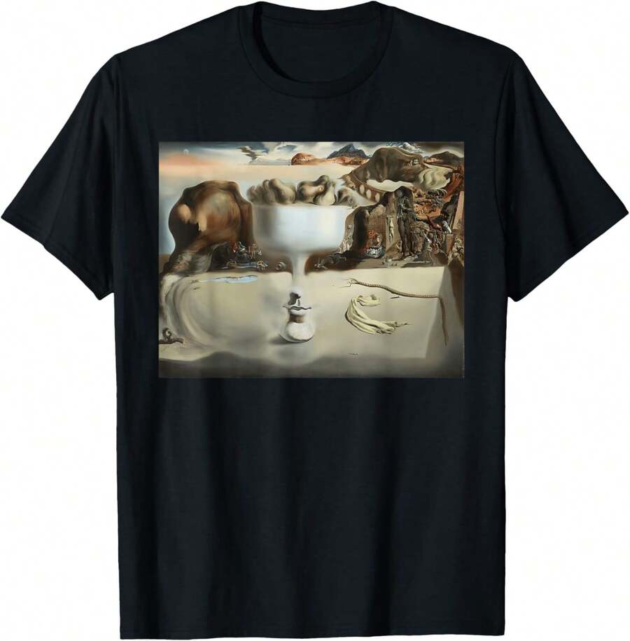 Apparition Of Face And Fruit Dish Famous Painting By Dali T-Shirt - màu đen - Xem 1