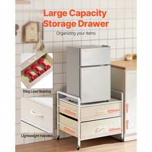 Mini Refrigerator With Storage Base, 176 Lbs, White, Mini Fridge Table, 2 Drawers - White - View 3