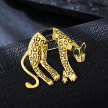 1pc Leopard Animal Casual Vintage Zinc Alloy Rhinestone Inlaid Brooch, Suitable For Men's Daily, Workplace, Banquet Occasions, Autumn/Winter Coat, Suit Jacket Lapel Pin Accessory, Holiday Gift - Leopard - View 8