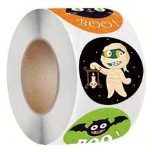 500 张万圣节贴纸 - 8 种恐怖设计（南瓜、蝙蝠、蜘蛛、女巫帽、鬼屋、蝙蝠与月亮、BOO！） - 耐用粘合剂，适用于派对装饰、礼品包装、信封 - 万圣节派对用品、节日装饰、经典主题、多线卷学校用品、返校