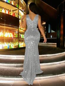 Đầm nữ kiểu dáng mới, màu trơn, lấp lánh, sang trọng, đính sequin, hở lưng, thích hợp cho đám cưới, tiệc tùng, sinh nhật, kỷ niệm, lễ tốt nghiệp, lễ hội âm nhạc, tiệc cocktail ngày lễ, tiệc tối trang trọng, chụp ảnh, dạ hội, du lịch, biểu diễn sân khấu và hòa nhạc, quý 4 mùa xuân. - Bạc - Xem 3