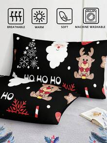 3 Stücke Weihnachts-Hirsch-Weihnachtsmann Digital bedruckter Tagesdecken-Set (1 Tagesdecke + 2 Kissenbezüge ohne Füllung) Tägliche Polyester-Chemiefaser, weich und hautfreundlich, geeignet für Schlafzimmer, Hauptschlafzimmer, Gästezimmer und Nebenschlafzimmer das ganze Jahr über - Verschiedenfarbig - Übersicht 6
