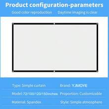 YJMOYE YJMOYE Projektionsleinwand 72/100/120/150 Zoll, 16:9 4K Verhältnis, hochdichte, tragbare, faltbare, knitterfreie Projektionswand für Heimkino-Projektoren, einfache Installation