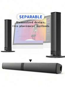 New Detachable All-In-One Home Theater Sound Bar, Surround Sound System TV Speaker With 4x 5W Magnetic Speakers And 1 Subwoofer, Supports Wireless & AUX Connection For PC/Gaming/Projector, TWS, Black