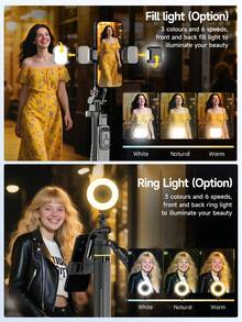 TOKQI Auto-Open Tripod 1810mm Portable Selfie Stick,Detachable Rotation Phone Holder With Bluetooth Remote Control And Dimmable Fill Light,Light Weight Aluminum Alloy Stand With 1/4 Interface Compatible With Smartphone,Sport Camera,Digital Camera,Vlogging, Video Shooting - Multicolor - View 6