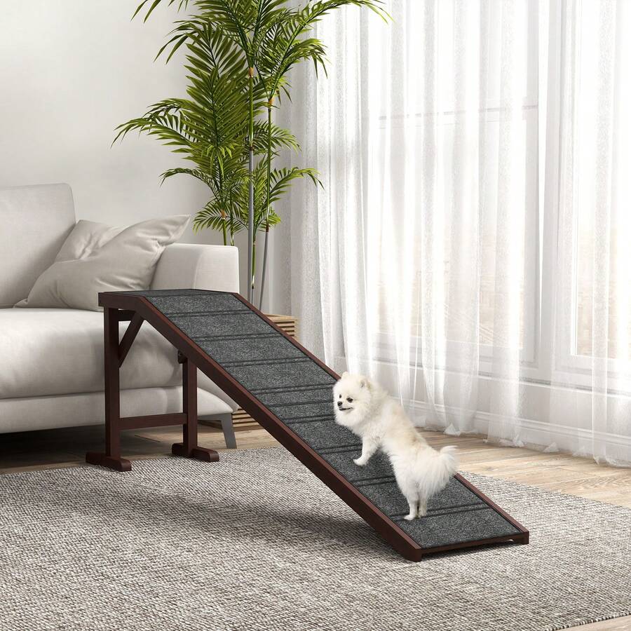 PawHut Pet Ramp For Dogs Cats W/ Non-Slip Carpet For Bed Sofa, 188x40.5x63.5cm - Brown - View 1