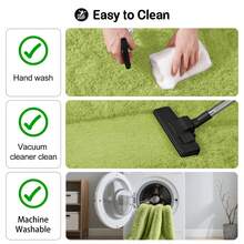 Large Shaggy Area Rug For Living Room & Bedroom – Stain-Resistant Fluffy Carpet With 1.4 In High Pile, Plush Aesthetic Throw Rug, Non-SIip Rubber Backing With 4 Anti-SIip Pads, Durable Edge Stitching – Cozy Minimalist Decor – Great Gift For New Year ! - 草綠色 - 查看 6