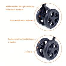 Mighor Carrinho de passeio duplo com berços removíveis para pets de pequeno porte até 15 kg - Preto - Visão 9