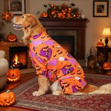 万圣节狗狗睡衣，搞笑万圣节狗狗服装，万圣节小狗睡衣，万圣节小狗服装，狗狗毛衣，小狗万圣节礼物，狗狗服装，狗狗衣服，小型犬、中型犬、大型犬睡衣，超柔软有弹性，全身印花万圣节图案，S-6XL - 彩色 - 查看 8