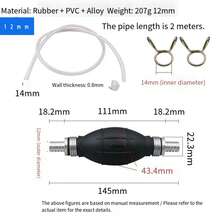 1 قطعة أو 1 مجموعة خرطوم مضخة زيت يدوية 6مم/8مم/10مم/12مم، كرة مضخة زيت يدوية، مضخة نقل البنزين، للسيارات والقوارب والياخوت