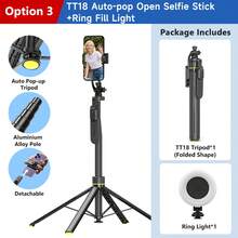 TOKQI Auto-Open Tripod 1810mm Portable Selfie Stick,Detachable Rotation Phone Holder With Bluetooth Remote Control And Dimmable Fill Light,Light Weight Aluminum Alloy Stand With 1/4 Interface Compatible With Smartphone,Sport Camera,Digital Camera,Vlogging, Video Shooting - Multicolor - View 14
