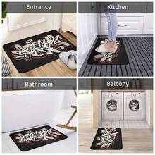 1 szt. Wycieraczka wejściowa z wzorem vintage red english graffiti, kryształowy aksamit, zmywalna, antypoślizgowa, odporna na brud