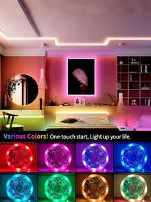 1 pieza de 1m, 2m, 3m, 5m, 10m, 15m, 20m [2 rollos de 10m] Tiras de luces LED, luces de color cambiante para decoración de habitaciones, cinta LED RGB con control remoto inalámbrico, color ajustable, adecuado para escenario, sala de estar, dormitorio, cocina, escaleras, bar, pasillo, decoración de fiestas, fácil instalación - 24 teclas - Ver 7