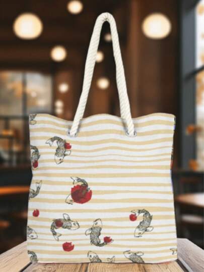 This Summer's Must-Have Bag! – Rope Handle Shoulder Bag | 40x40 Cm | Print | Made In Turkey