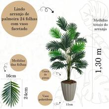 Palmeira Artificial Grande Com Vaso Facetado Decorativo Casa - Cinza - Visão 4