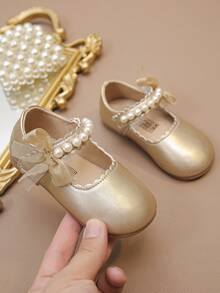 1 Đôi giày công chúa đế bằng mềm mại, thanh lịch, tối giản, thoải mái, đính ngọc trai, ren và nơ hoa, thích hợp phối cùng váy, quần jeans, ở nhà, biểu diễn, mùa xuân/hè/thu. - Hoa hồng vàng - Xem 17