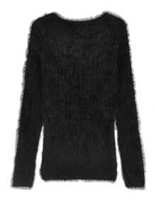 Autumn/Winter New Loose Knit Sweater Top, Solid Color - Black - View 6